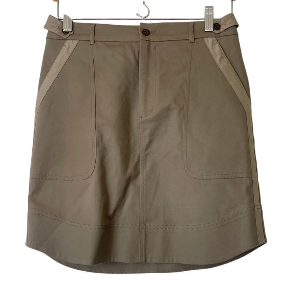Club Monaco Taupe Cotton Blend Satin Trimmed Casual Short Skirt • Size 4 🗣